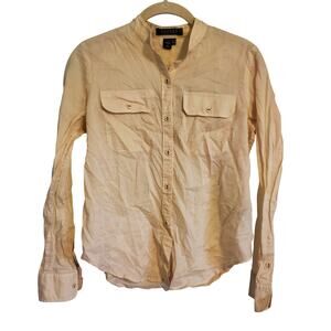 Lauren Ralph Lauren Cotton Ivory Long Sleeve Casual Button Minimalist